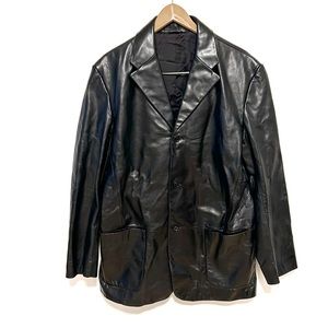 Vintage Banana Republic genuine leather jacket coat 2001 black button up size L